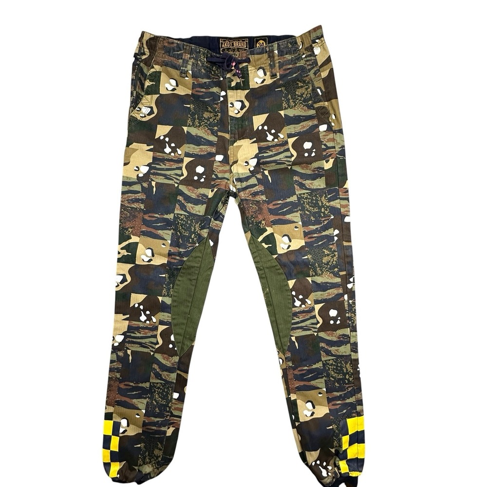 Akoo Brand Jean Men's Pants 34 in Joggers Live Full Live Well Camouflage Tapered